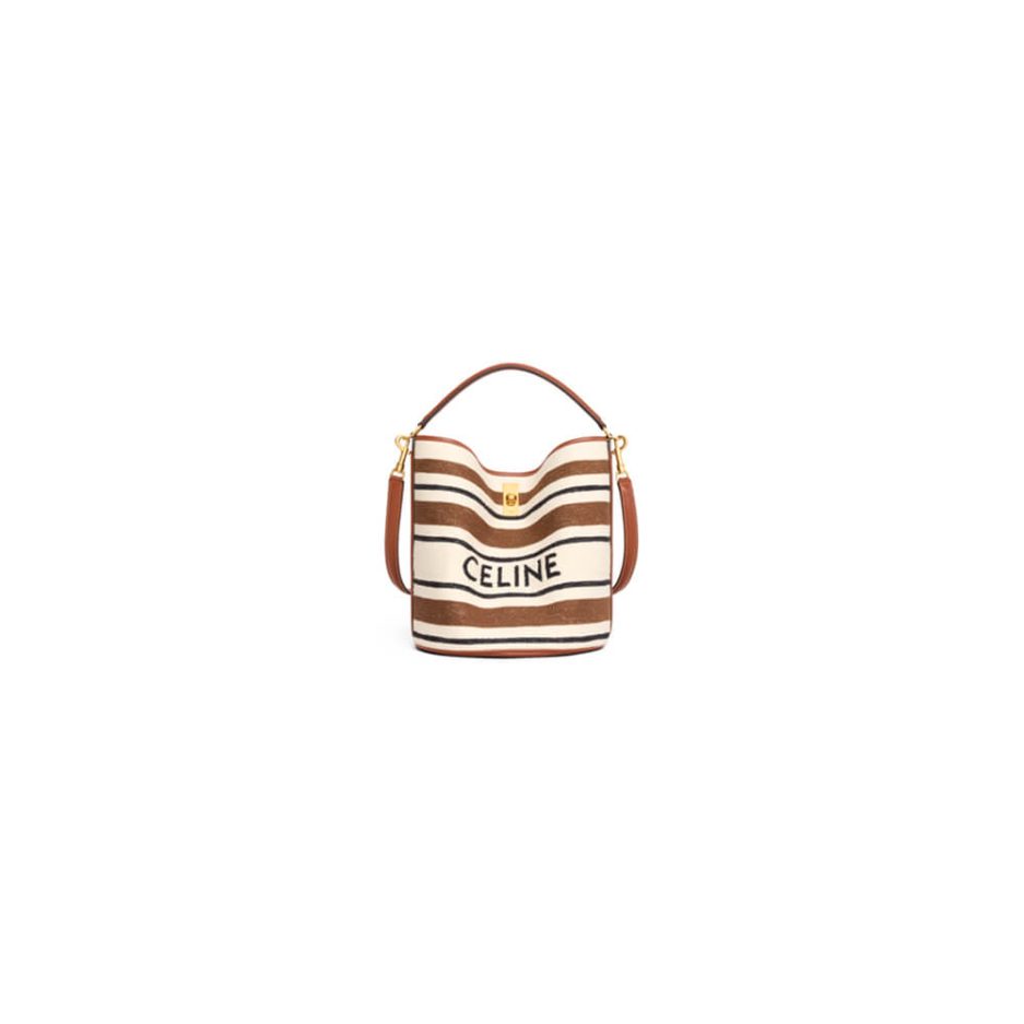 Ce**e bucket 16 bag in striped textile with Ce**e jacquard(high-end grade)